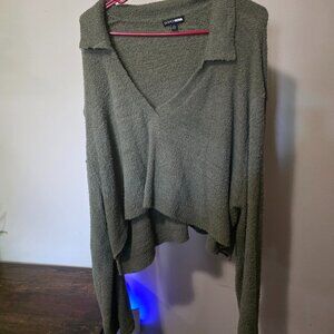 Fashion Nova Olive Green Long Sleeve Crop Top 3X